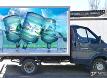 3D реклама питьевой воды на автомобилях компании «Аквалидер».  г.Волжский. 2018 год.