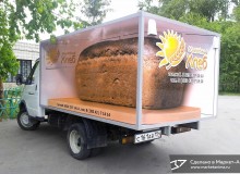 3D vehicle wrap design. 3D реклама на автомобилях компании "Солнечный хлеб". <br />
пгт.Линёво, Новосибирской области. 2013 год.