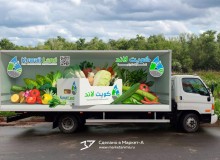 3D Vehicle Wrap Graphic Design. 3D реклама овощей «Kuwait Land». Правый борт. Кувейт. 2023 год.