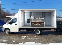 3D Vehicle Wrap Graphic Design. 3D реклама на авто кухонь студии «Мир кухни». г.Ульяновск. 2023 год.